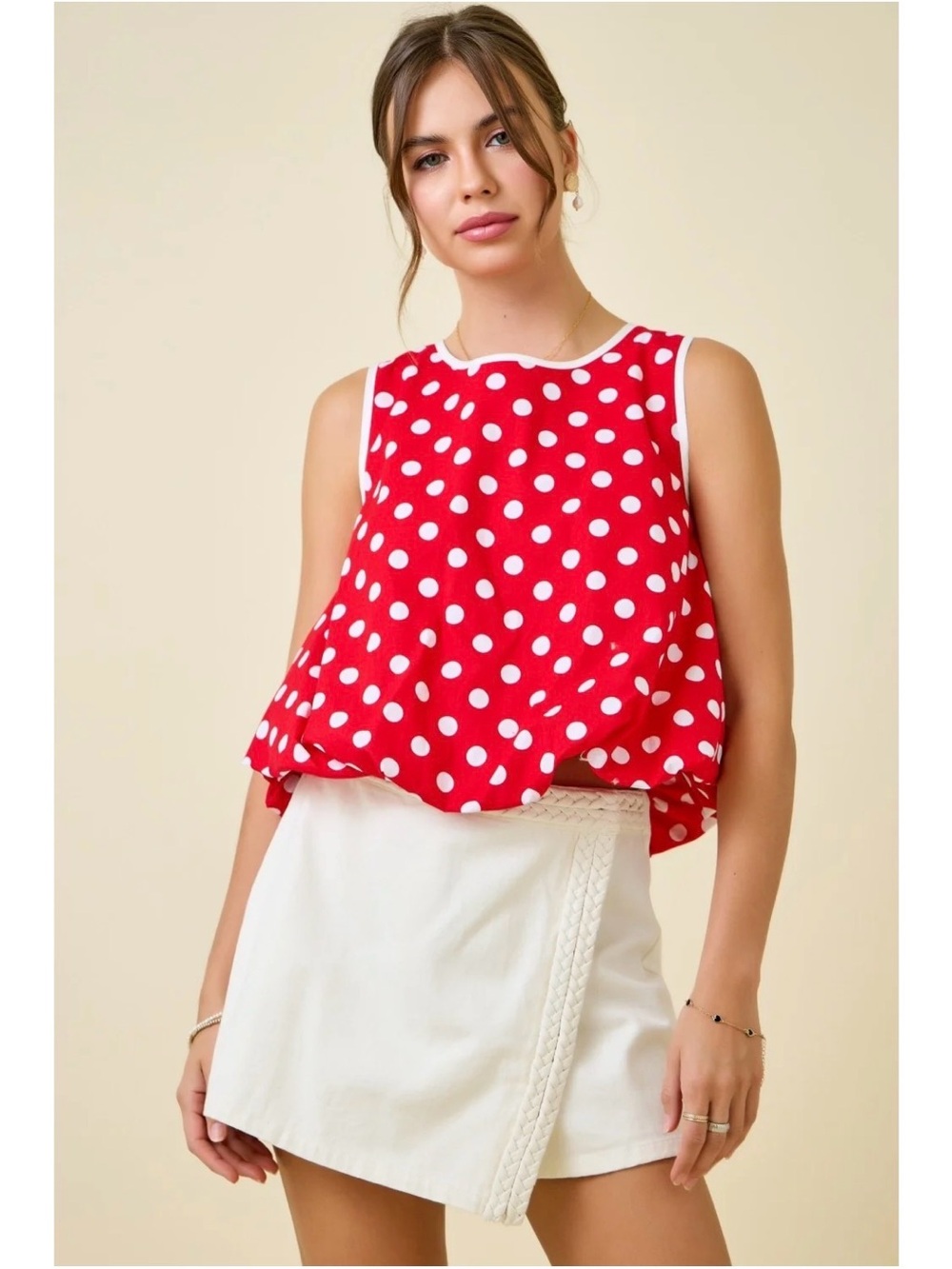 NWT day + moon Disney Red Polka Dot Sleeveless Top - Classic Summer Style Small